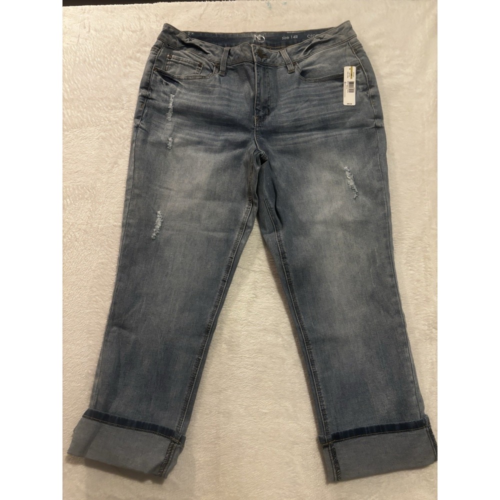 NEW ND New Directions Crop‎ 14R Women's Jeans Crop Mid Rise Blue Summer Cuff
